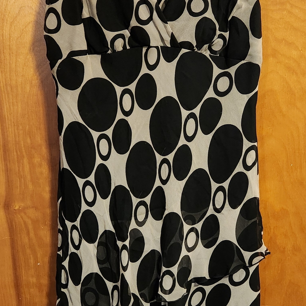 Chic Black and Tan Polka Dot Dress